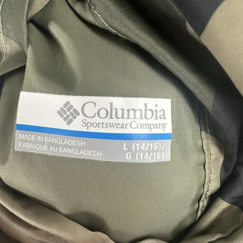 Columbia Kids Reversible Jacket‎ Size Large Green Camo Outdoors